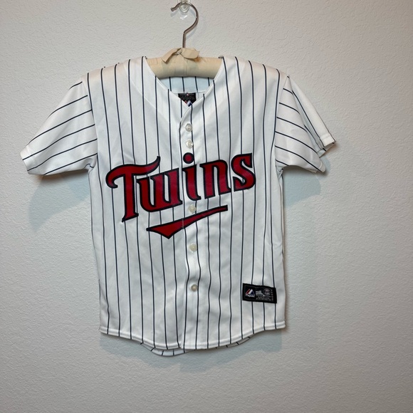 Majestic Tops - Majestic Twins  Jersey - White with Red and Black Stripes